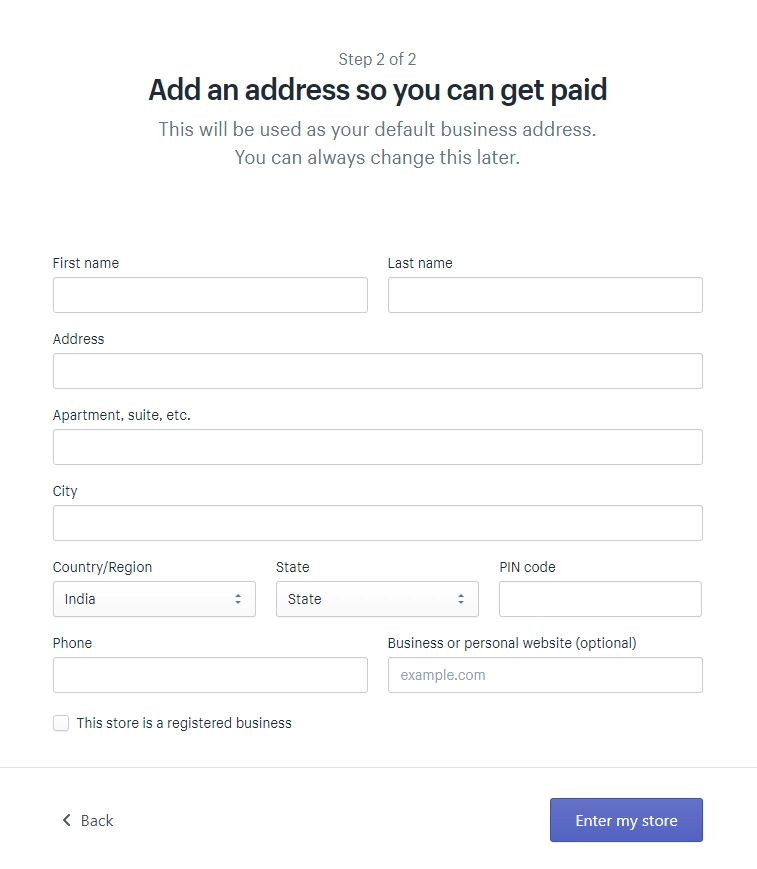 Shopify-Tutorial zum Starten Ihres ersten Online-Shops 3 Add business information