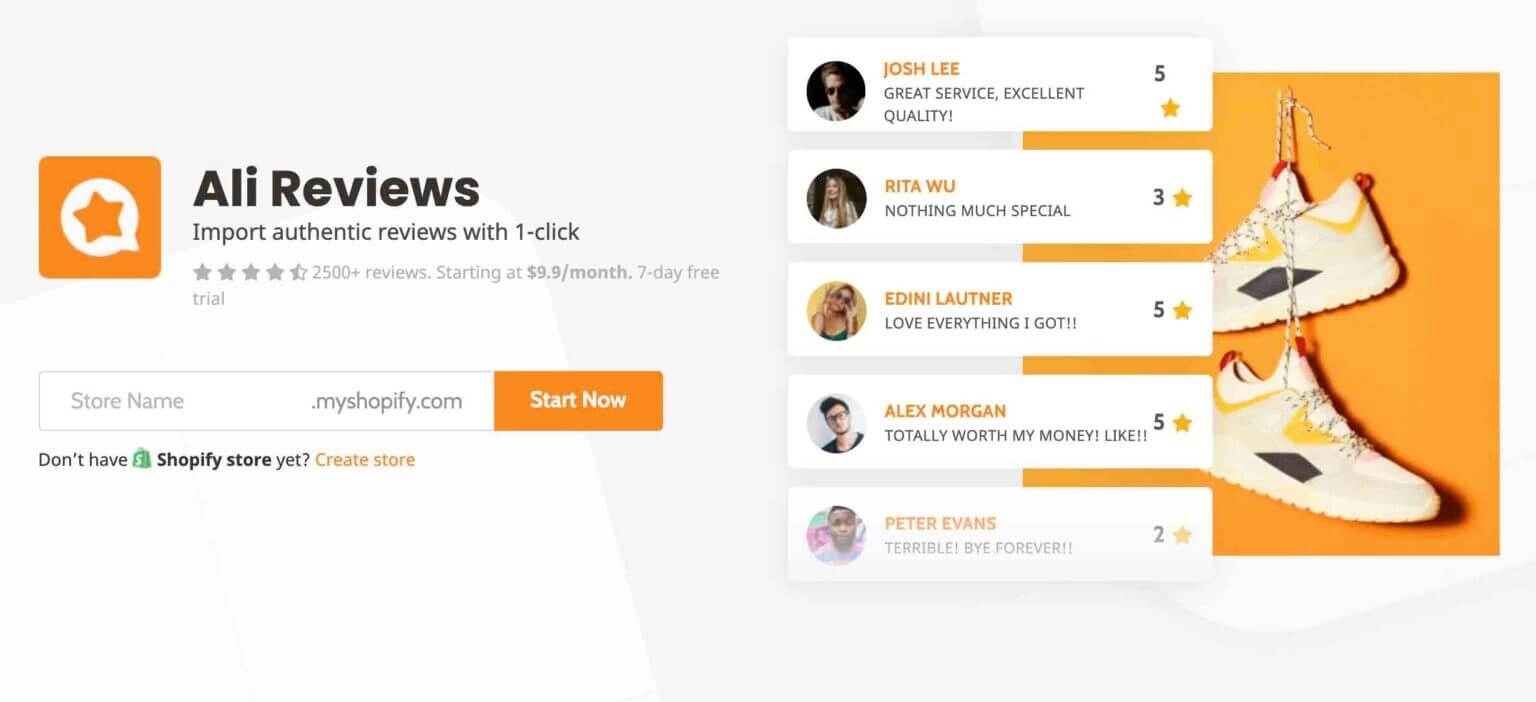 Ali Reviews Shopify Review App for dropshipping store