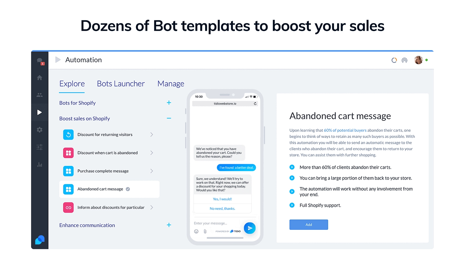 Tidio Cart abandoned bot