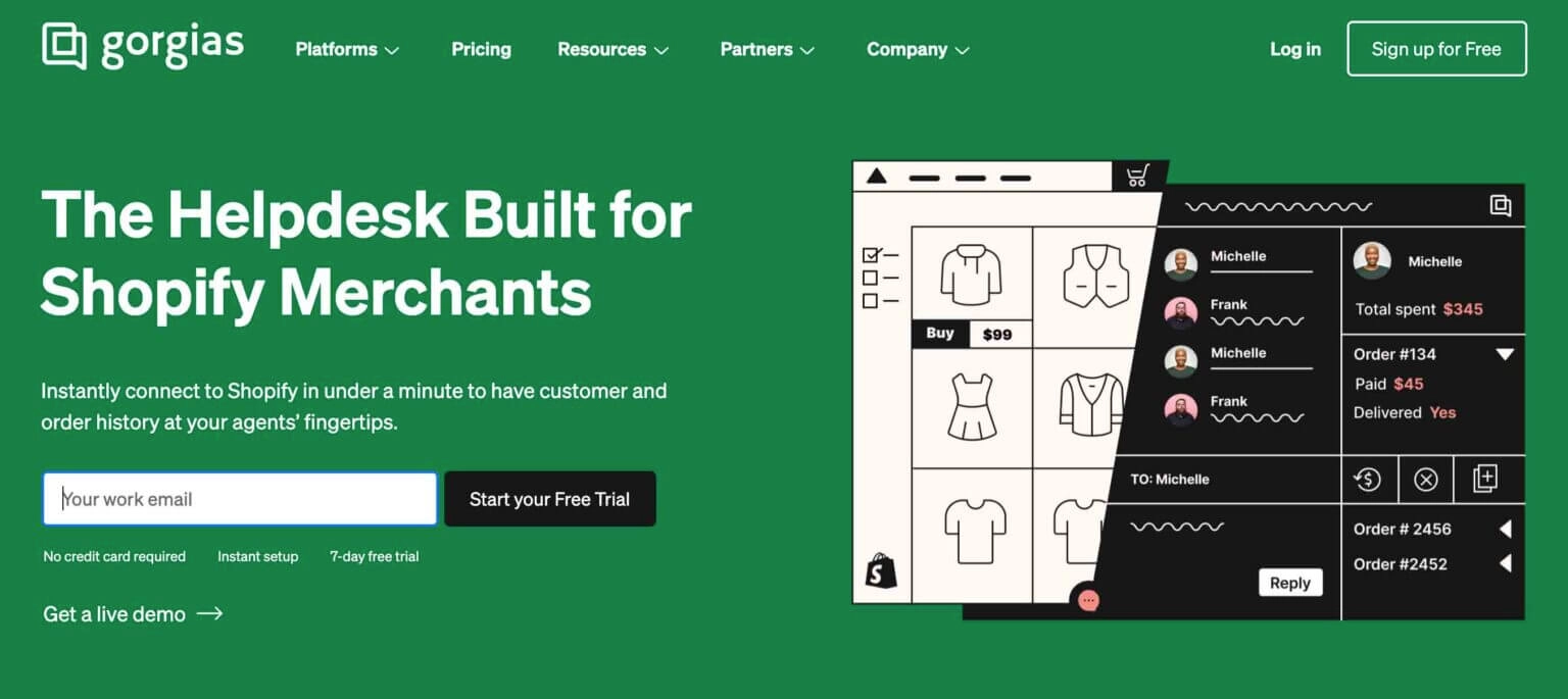 신규 스토어를 위한 최고의 Shopify 앱(무료 및 유료) 4 Gorgias- Shopify customer support app