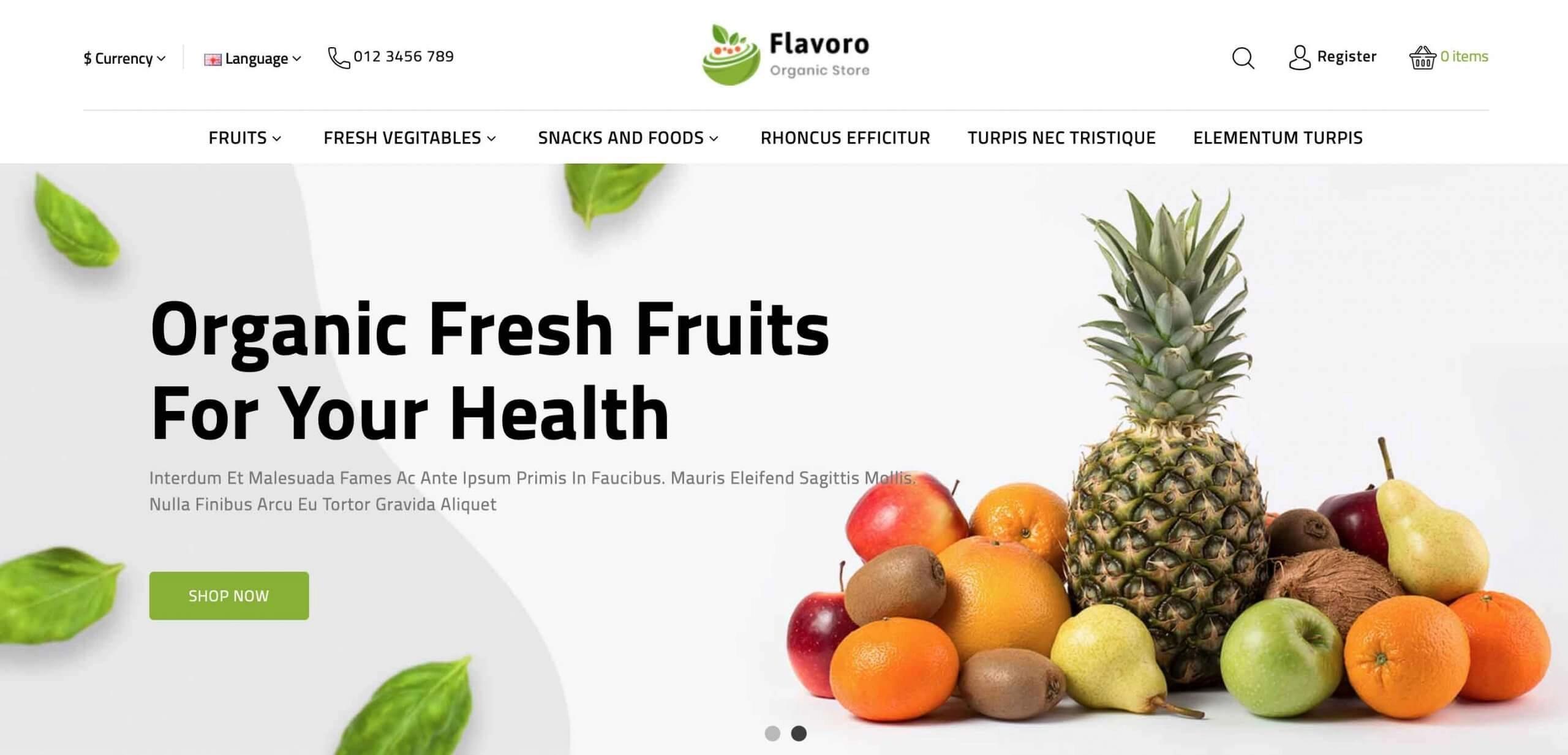 Flavero – Organic Food OpenCart Store Theme