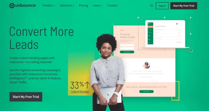 Unbounce landing page builder for ecommerce site