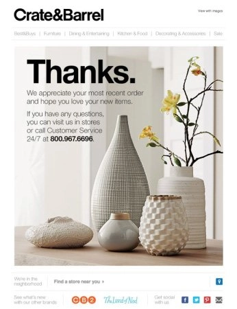 Cum să îmbunătățiți experiența post-cumpărare pentru site-ul de comerț electronic 1 Post purchase Thank you email