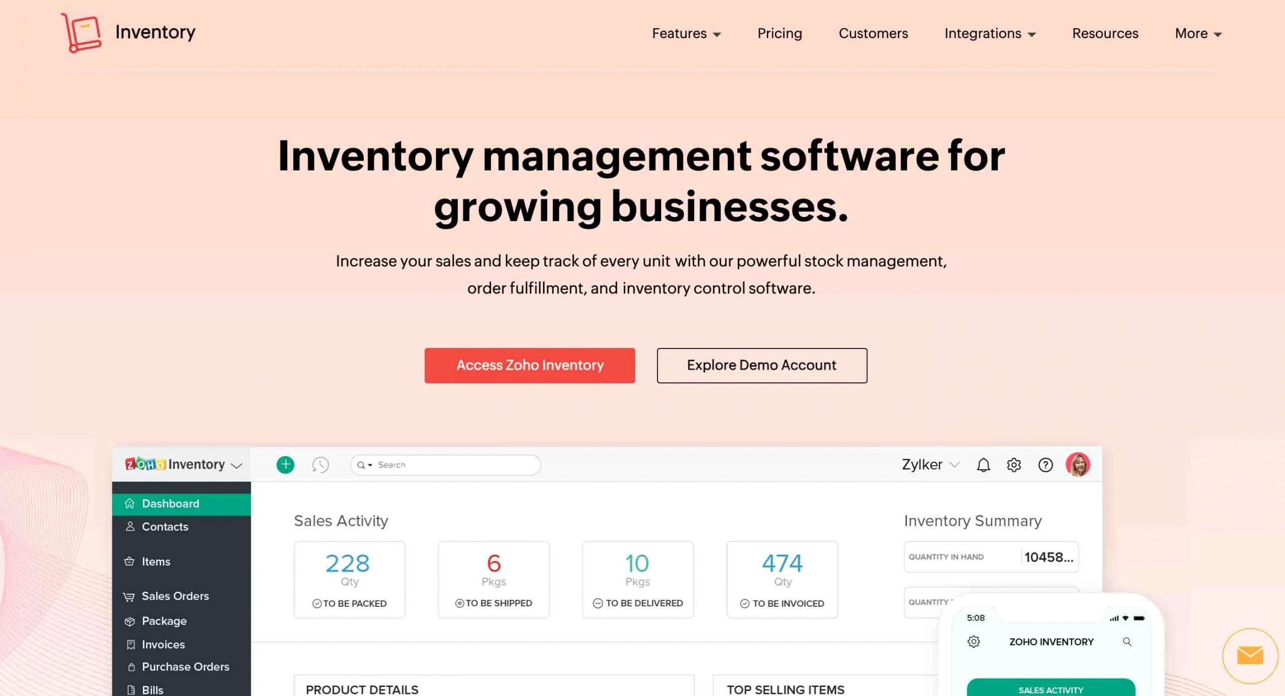 9 Лучшее программное обеспечение для управления запасами электронной коммерции 1 Zoho Inventory management software