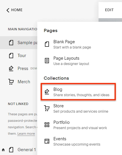 Add blog on Squarespace