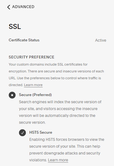 Squarespace SSL certificate