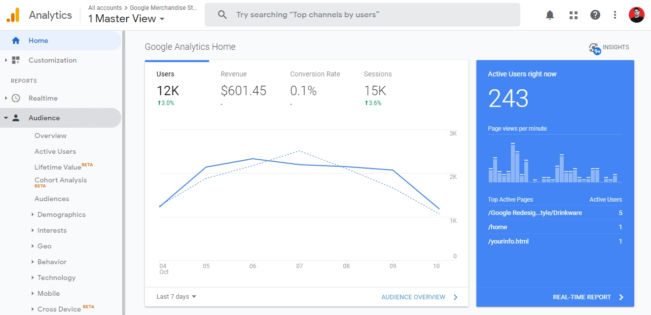 ecommerce Google Analytics Dashboard