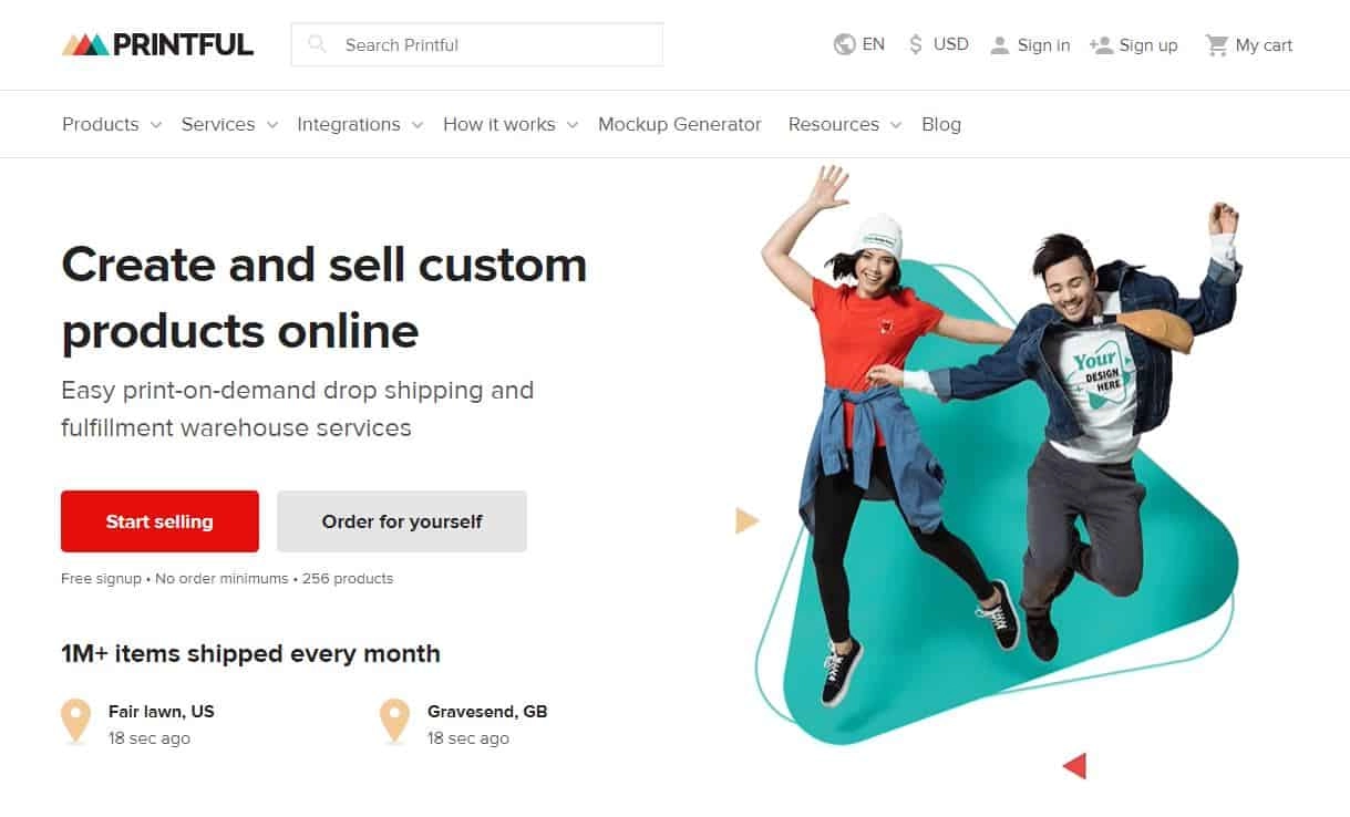 Printful print on demand dropshipping supplier