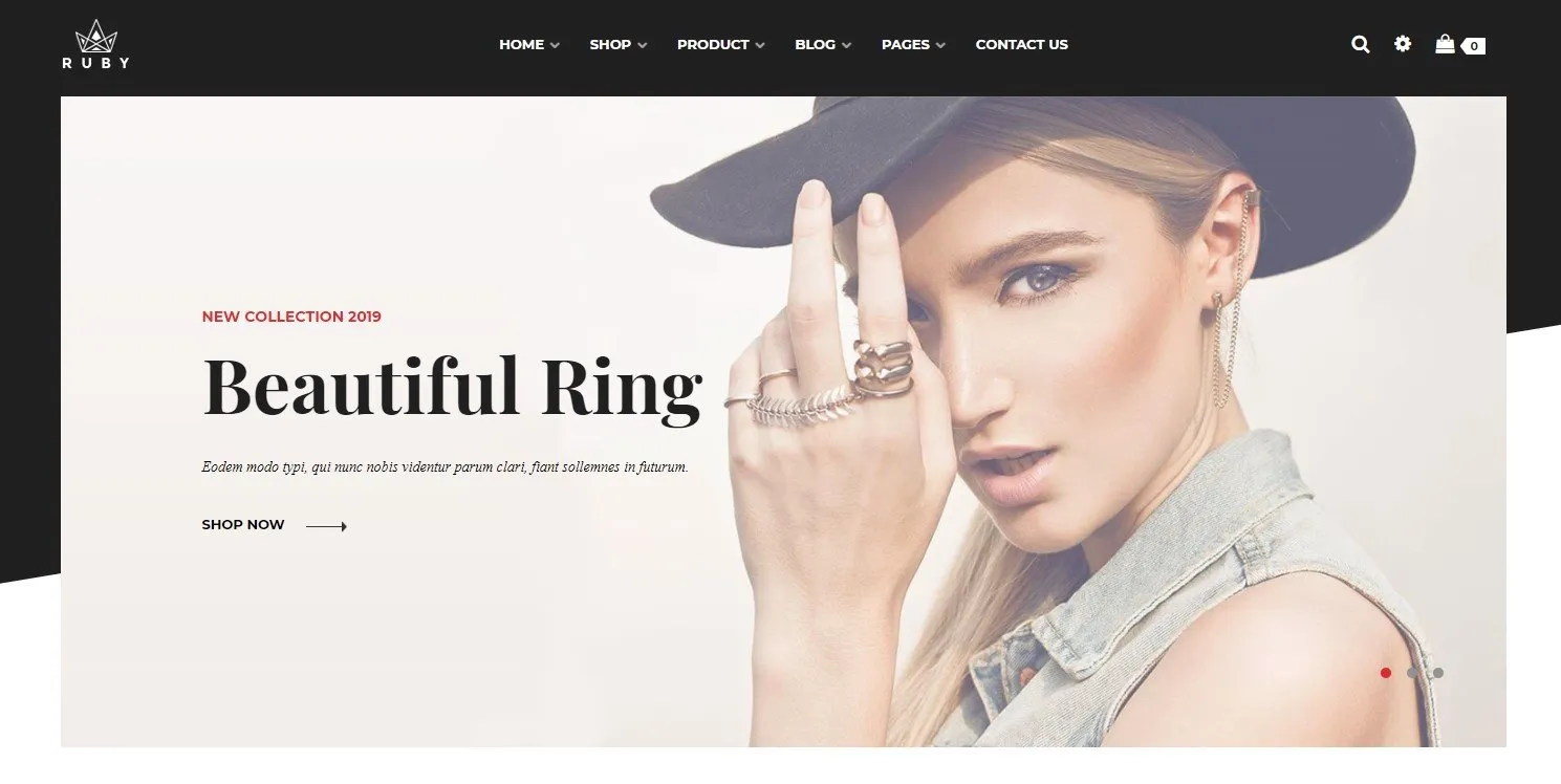 Najlepsze motywy biżuterii Shopify w 2022 r. 7 Ruby - Shopify Jewelry Store Theme