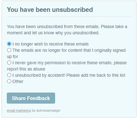 one click unubscription example