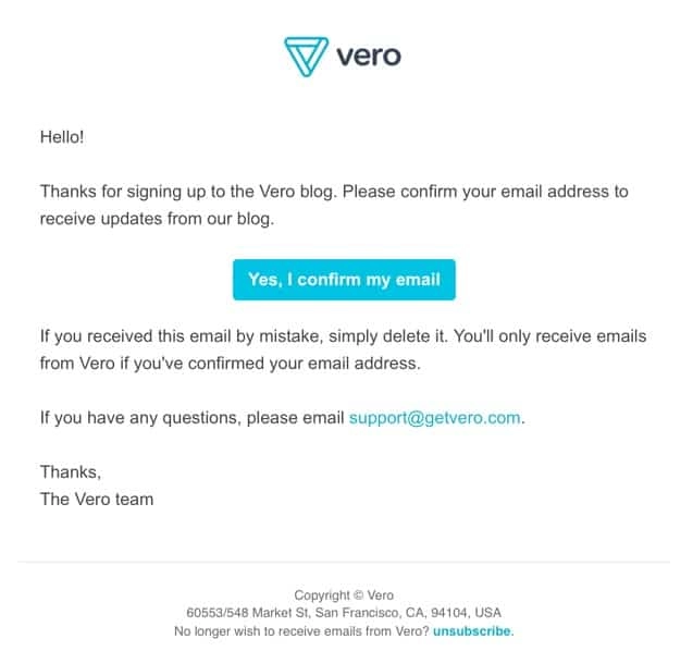 email marketing double optin example