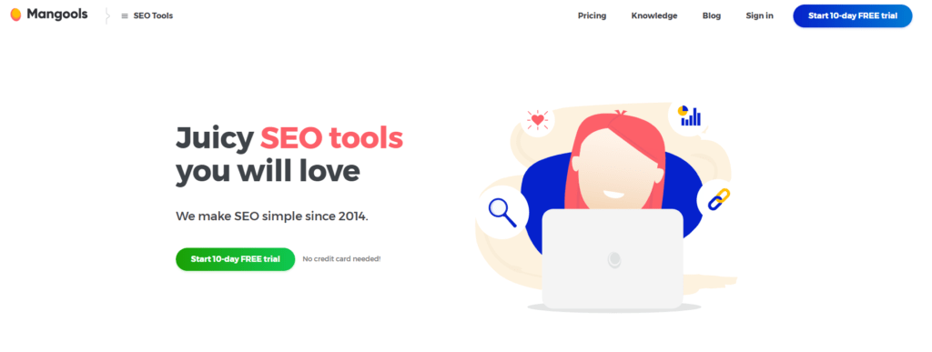 Mangools 主頁的 SERPChecker - 免費 SERP 檢查工具