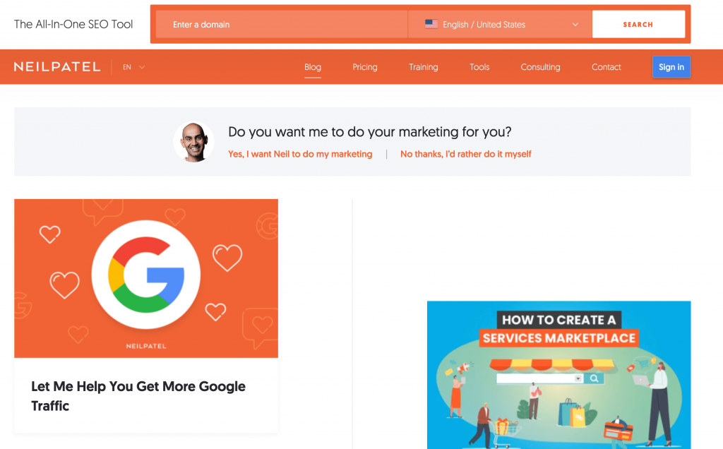 Blog marketingowy Neila Patela.