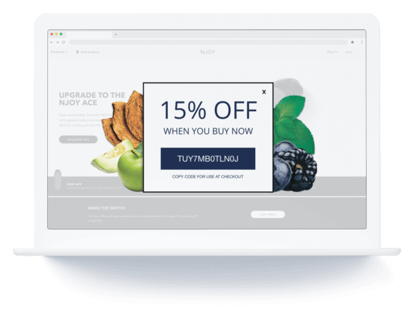 Justuno 退出優惠產品 - Njoy