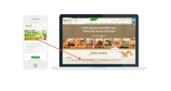 Eメールからサイトへのメッセージングの継続性