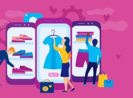 Clienții selectează articolele pe care le doresc prin intermediul unui dispozitiv mobil, simbolizând modul în care comercianții cu amănuntul pot rămâne relevanți