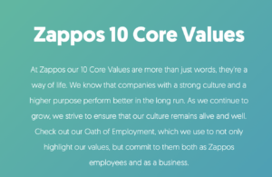 Zappos 10 valeurs fondamentales