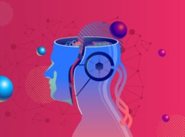 Une image représentant une tête humaine avec des engrenages en mouvement et des données émergentes. Une plateforme de données client (CDP) est un système logiciel prédéfini qui collecte, organise et centralise les données client pour créer des profils client complets.