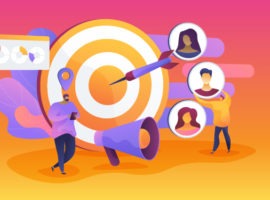 Immagine di un bullseye con immagini che rappresentano consumatori, dati sulla posizione e marketing. I vantaggi del CDP.