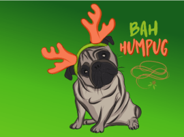 Ilustrație a moșului cu o față tristă, purtând coarne, indicând faptul că lanțul de aprovizionare de sărbători s-ar putea dovedi dificil în 2021.