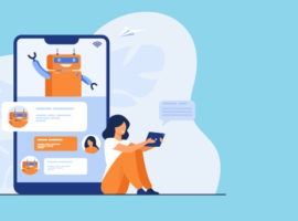 ภาพของหน้าจอโทรศัพท์ที่แสดงถึง กลยุทธ์การค้าปลีกแบบ Omnichannel ที่ดีที่สุดมุ่งเน้นไปที่ช่องทางที่สำคัญที่สุดต่อลูกค้าของคุณและมอบประสบการณ์ลูกค้าที่ราบรื่น แสดงแชทบ็อตและผู้หญิงข้างๆ ถืออุปกรณ์เคลื่อนที่ที่แสดงถึงความเป็นส่วนตัวในร้านค้าปลีก