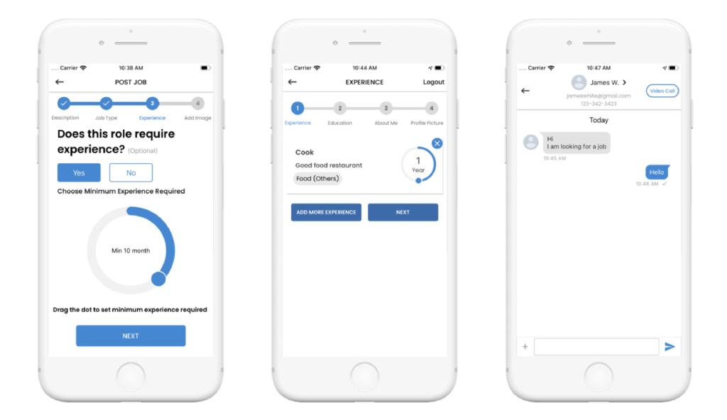 écran de l'application app screen