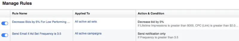 reguli automatizate FACEBOOK