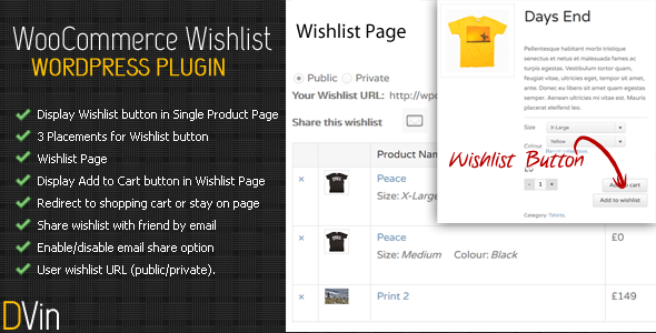 DVin WooCommerce İstek Listesi DVin WooCommerce Wishlist