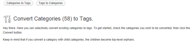Converti le categorie in tag Convert Categories to Tags