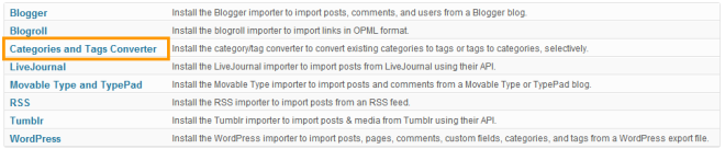 Convertitore di categorie e tag Categories and Tags Converter