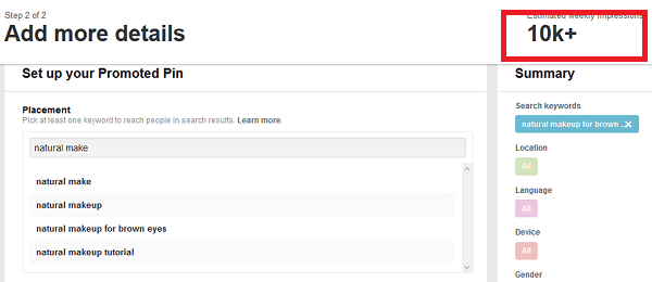 Tanıtılan Pinler için Pinterest'te Arama Şartları
