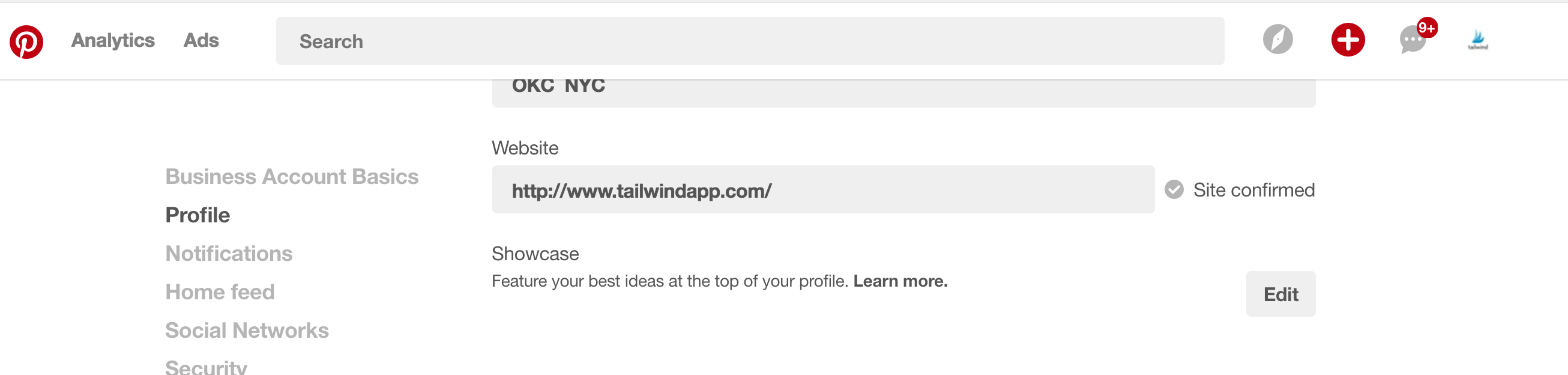 Confirmez votre site Web avec Pinterest