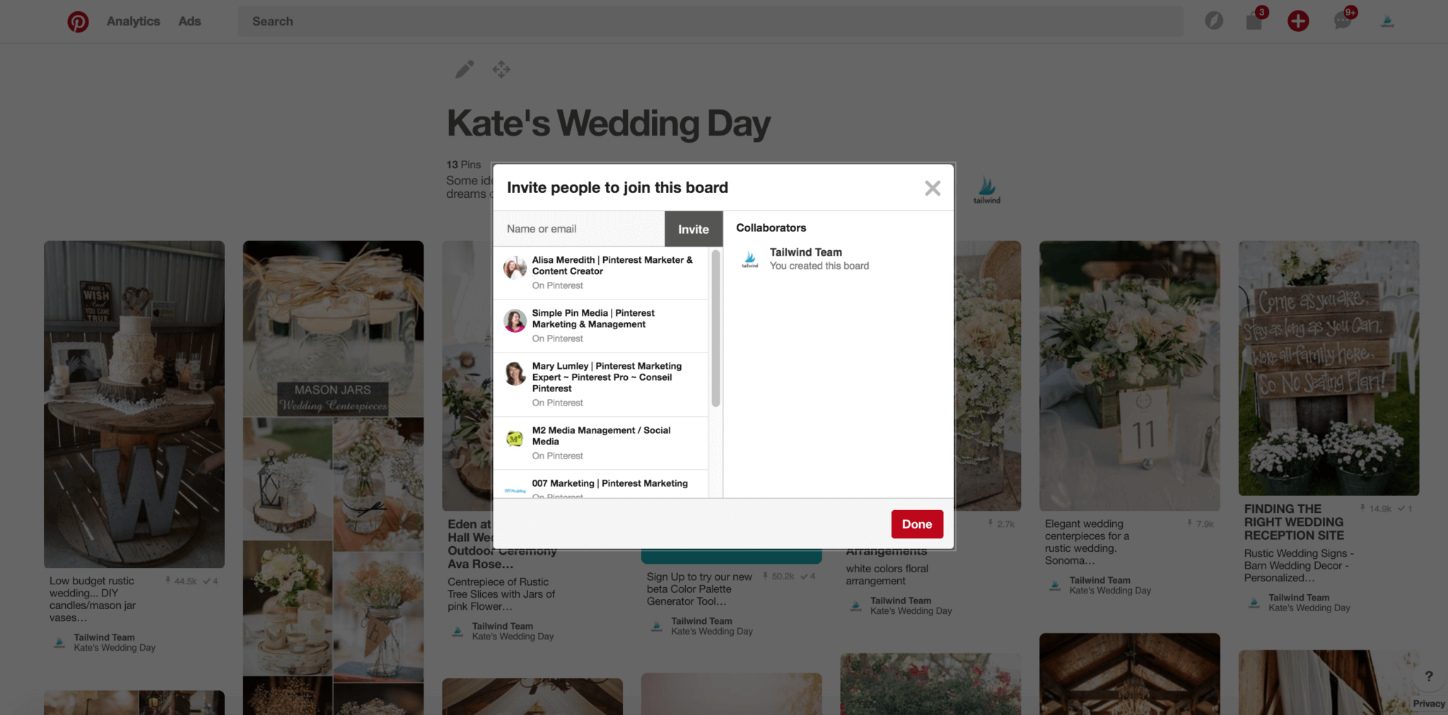 لوحة المجموعة السرية المشتركة على موقع Pinterest