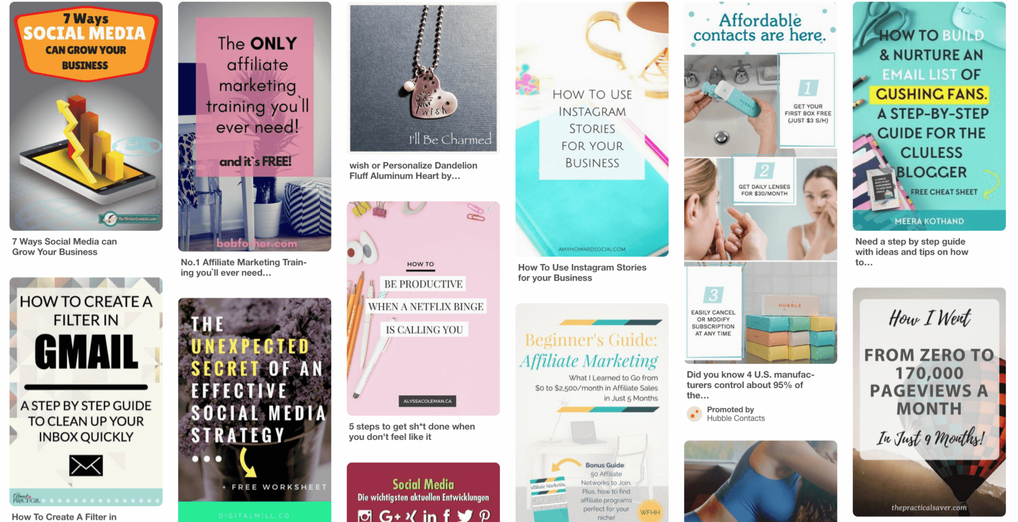 Layar beranda Pinterest hanya menampilkan data Pin Kaya