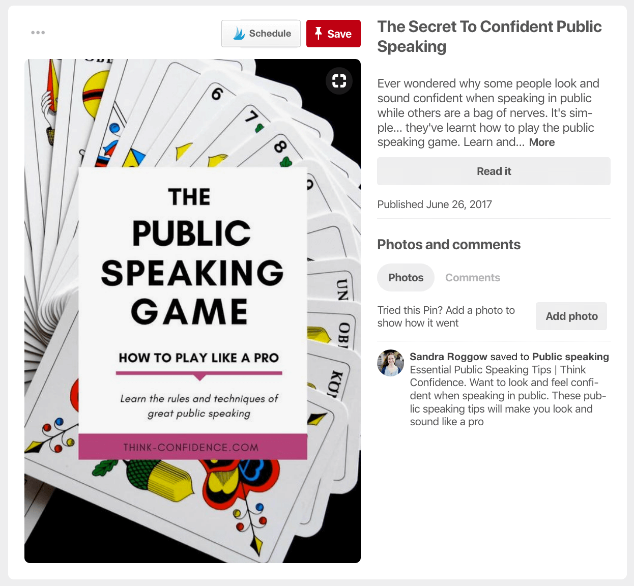 Une épingle Pinterest montrant le Pinner