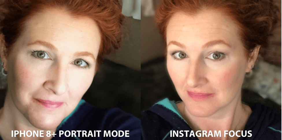 Mode Kamera Fokus Instagram dibandingkan dengan Potret Iphone