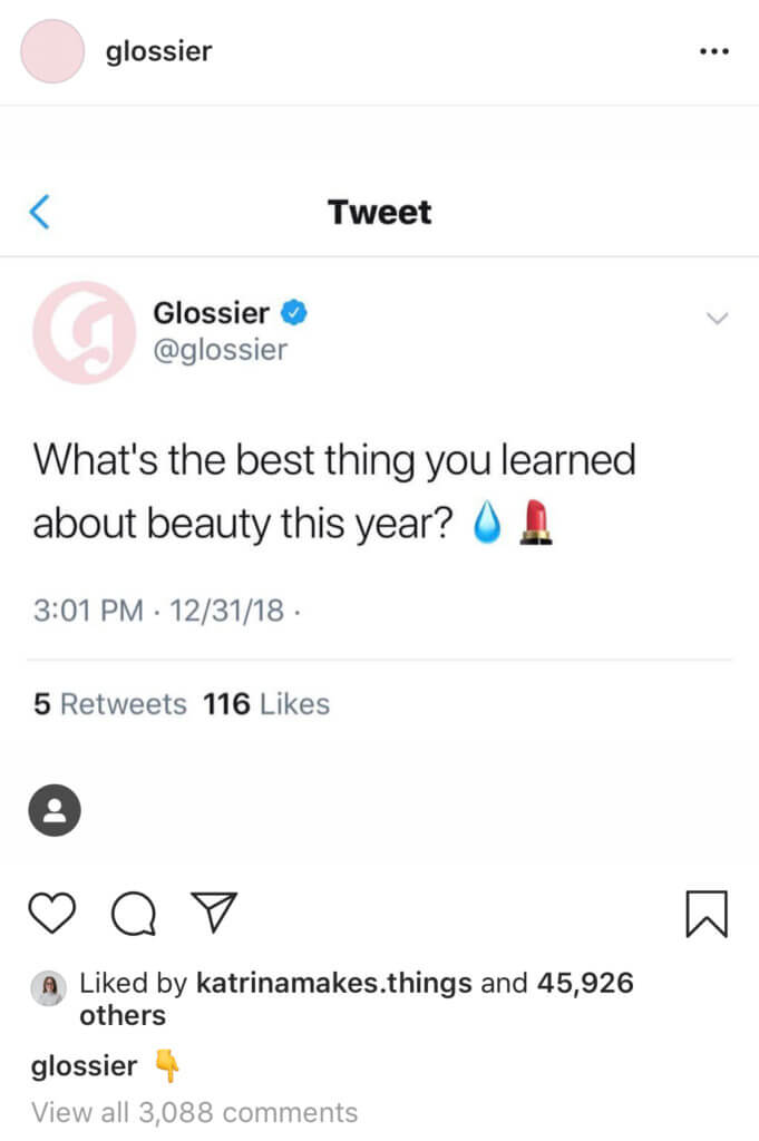Contoh #3: Pembelajaran Kecantikan Terbaik Tahun Ini oleh @glossier