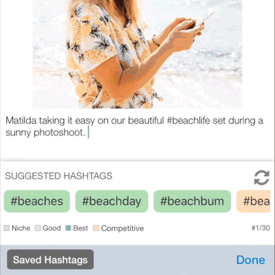 Localizador de hashtags do Tailwind no Instagram em ação