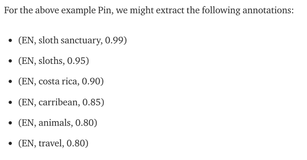 Pinterest 엔지니어링 블로그의 스크린샷 - 이미지에 대한 주석을 추출하는 방법