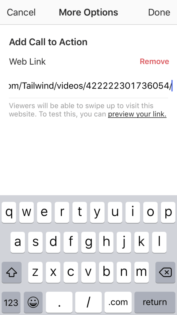 Menambahkan Tautan ke Stories untuk Instagram Stories Engagement Langkah Ketiga