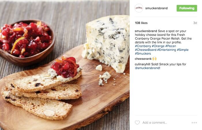 Link Instagram di Smucker nella biografia