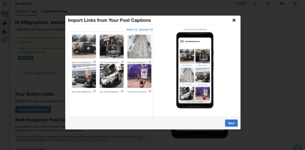 importați linkuri din subtitrările postărilor dvs