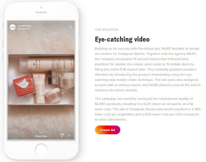 ตัวอย่างโฆษณาเรื่องราวของ Instagram - วิดีโอ NUXE 15 วินาที