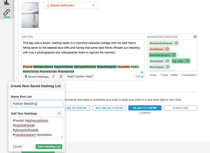 Tailwind 앱의 해시태그 목록