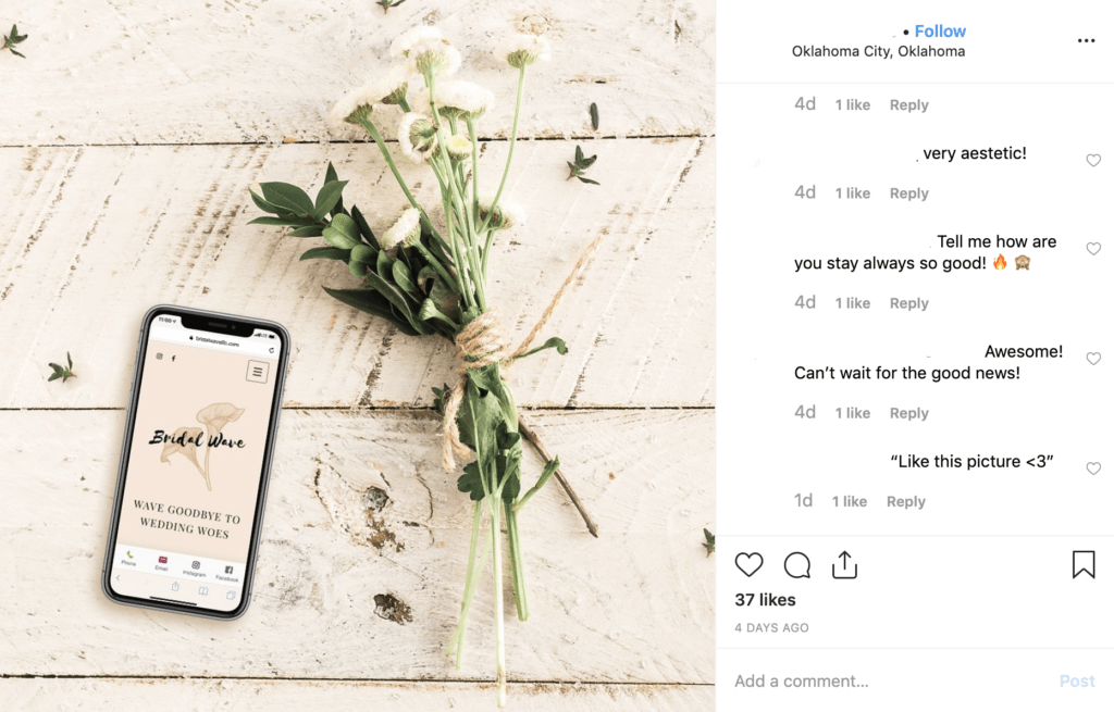 Una muestra de comentarios del grupo de compromiso de Instagram
