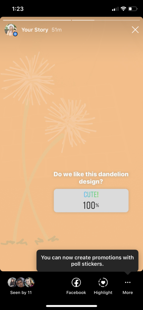 مشاركة نتائج استطلاع الرأي الخاص بك على instagram