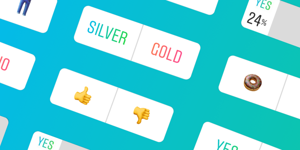 إجابات استطلاع إنستغرام على خلفية زرقاء