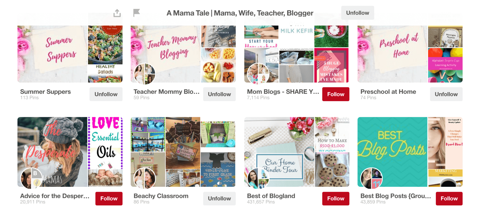 Pinterest Group Boards Printscreen