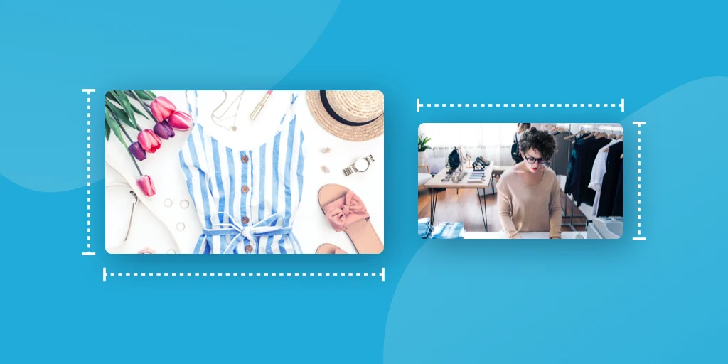 青い背景のFacebookの画像サイズと寸法の例