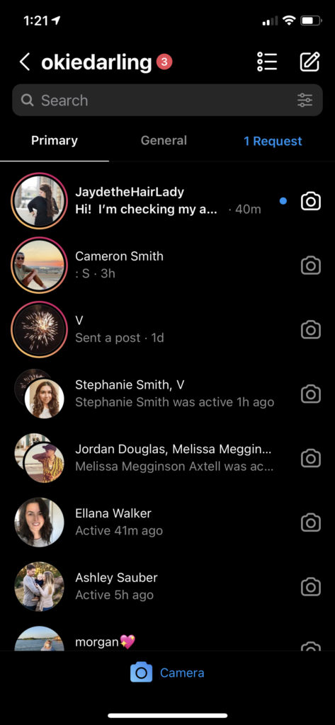 Inbox pentru contul Instagram Creator - principal, general și solicitări